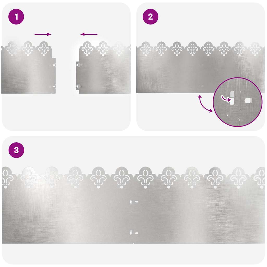 Rasenkanten 10 Pcs Silber 103 X 0,05 X 22 Cm Edelstahl