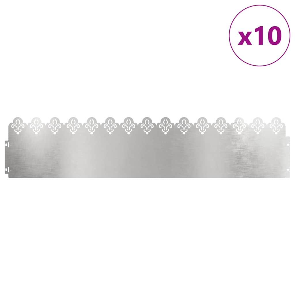 Rasenkanten 10 Pcs Silber 103 X 0,05 X 22 Cm Edelstahl