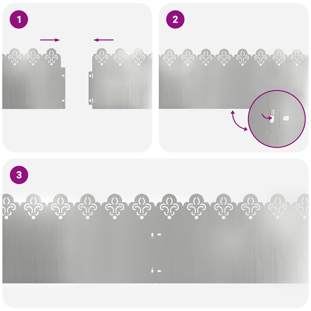 Rasenkanten 10 Pcs Silber 103 X 0,05 X 22 Cm Verzinkter Stahl