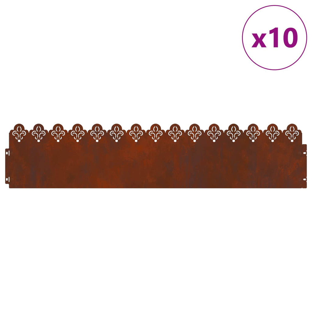 Rasenkanten 10 Pcs Rostig 103 X 0,05 X 22 Cm Wetterfeststahl