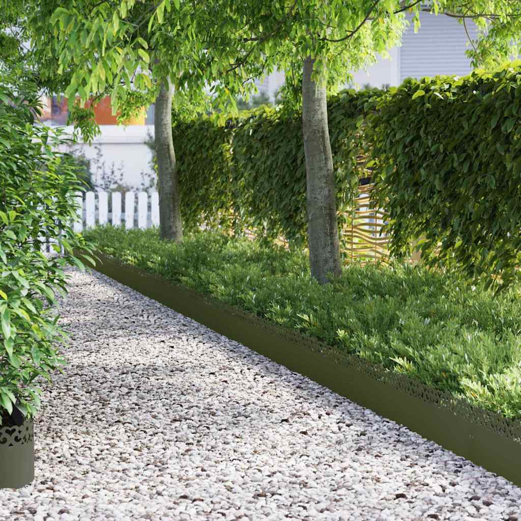Rasenkanten 10 Pcs Olive Grün 103 X 0,05 X 22 Cm Stahl Olivgrün