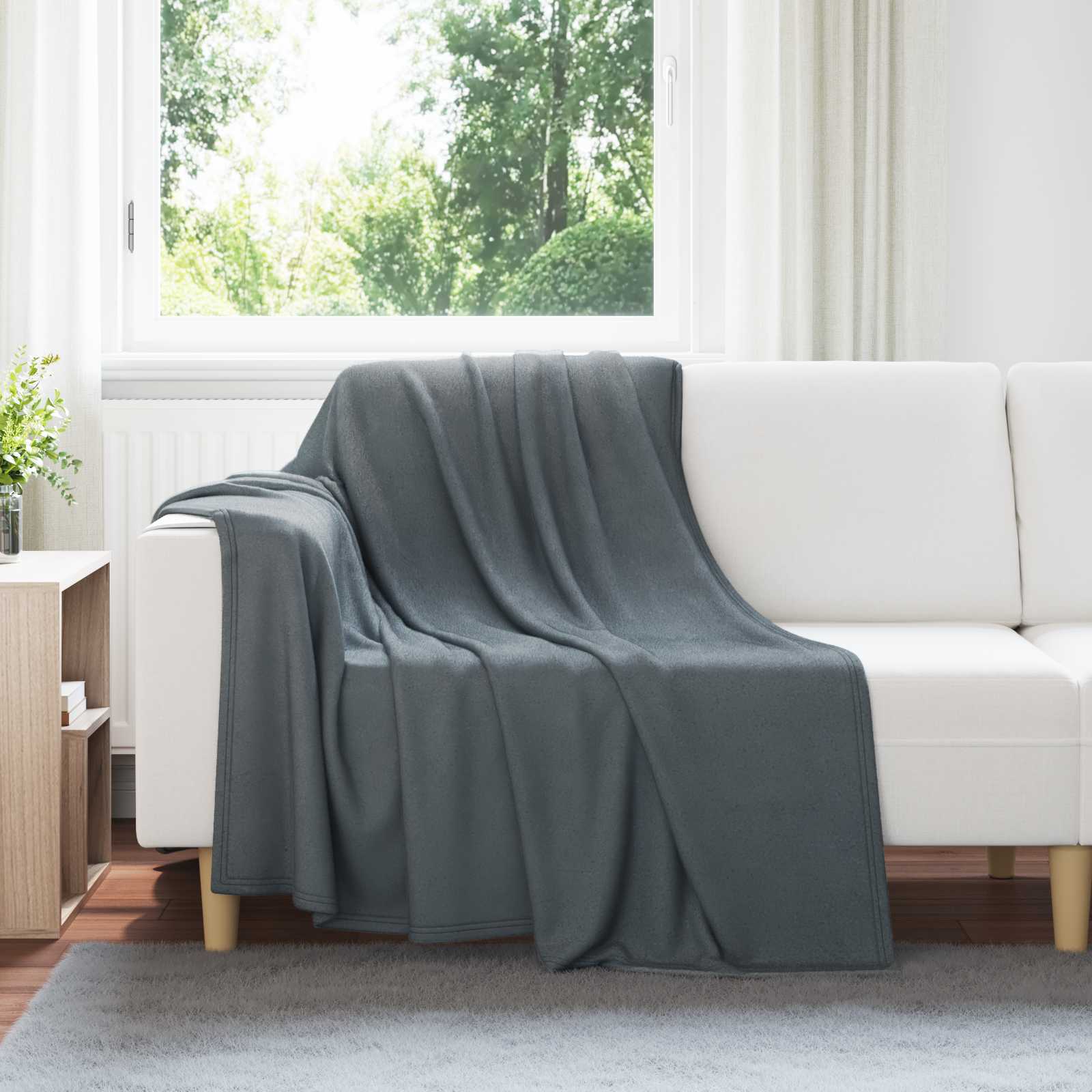 Überwurfdecke 170 X 130 Cm Fleece Dunkelgrau