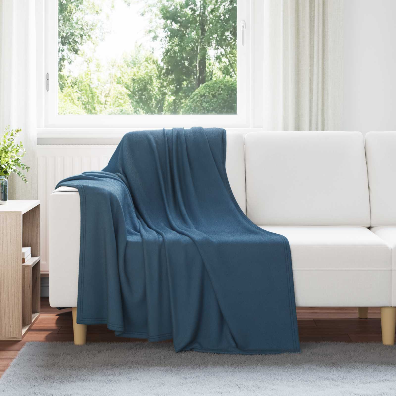 Überwurfdecke 170 X 130 Cm Fleece Marineblau