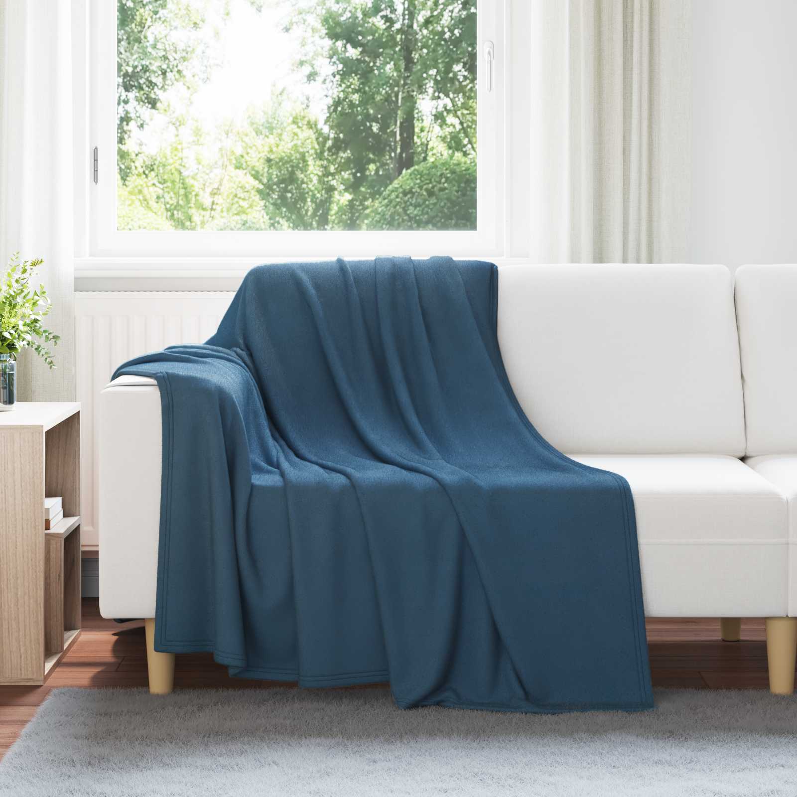 Überwurfdecke 170 X 130 Cm Fleece Marineblau