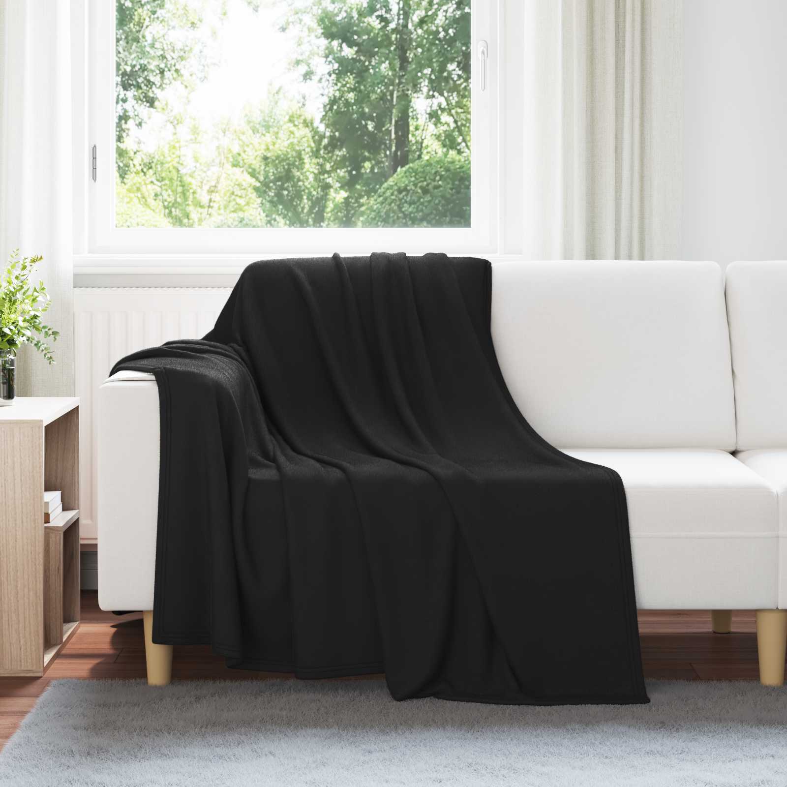 Überwurfdecke 170 X 130 Cm Fleece Schwarz