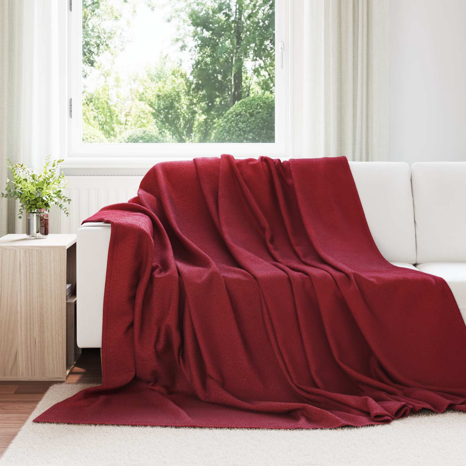 Überwurfdecke 170 X 130 Cm Fleece Bordeauxrot