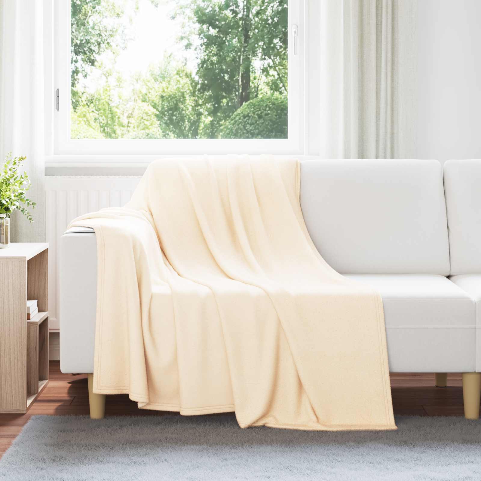 Überwurfdecke 170 X 130 Cm Fleece Creme