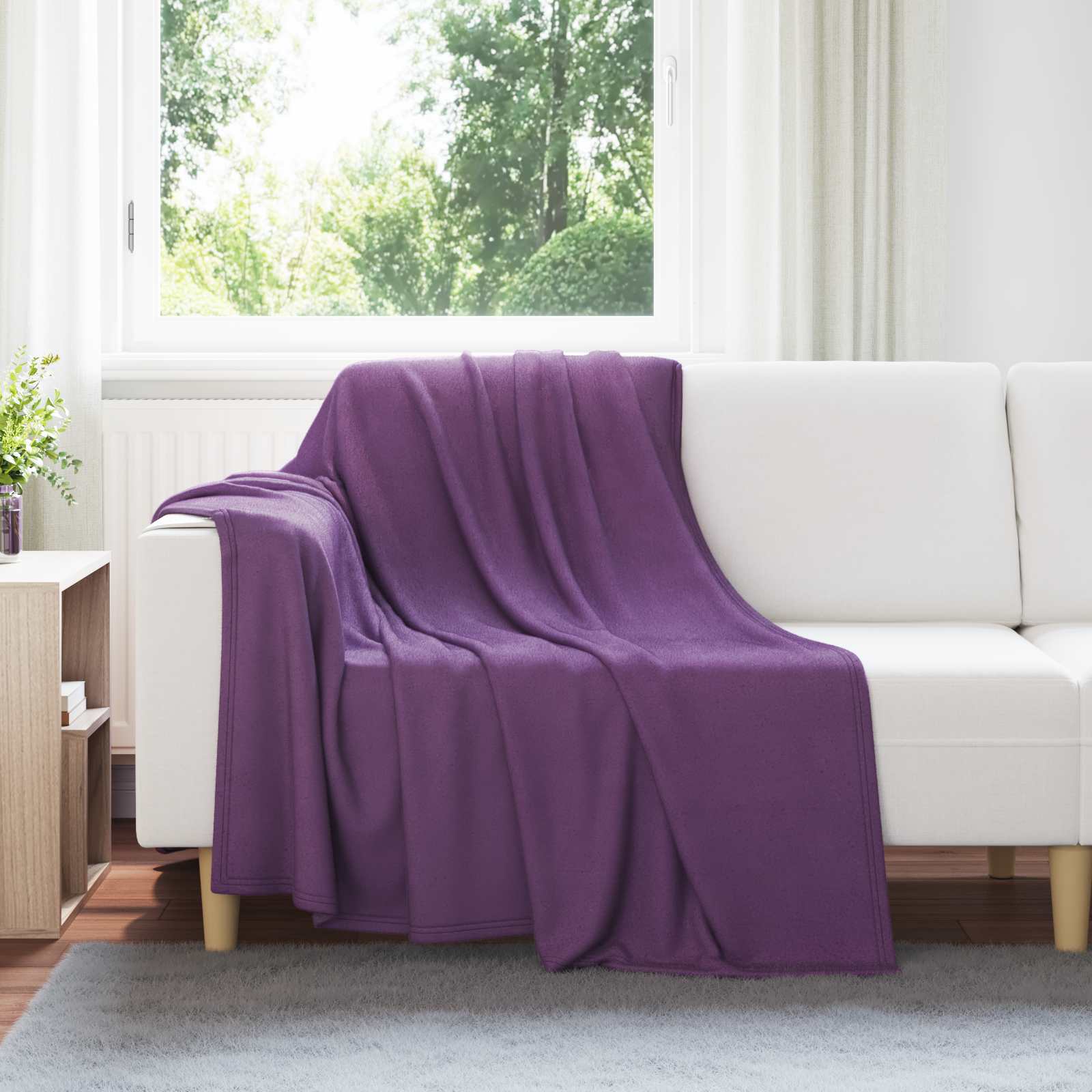 Überwurfdecke 170 X 130 Cm Fleece Lila