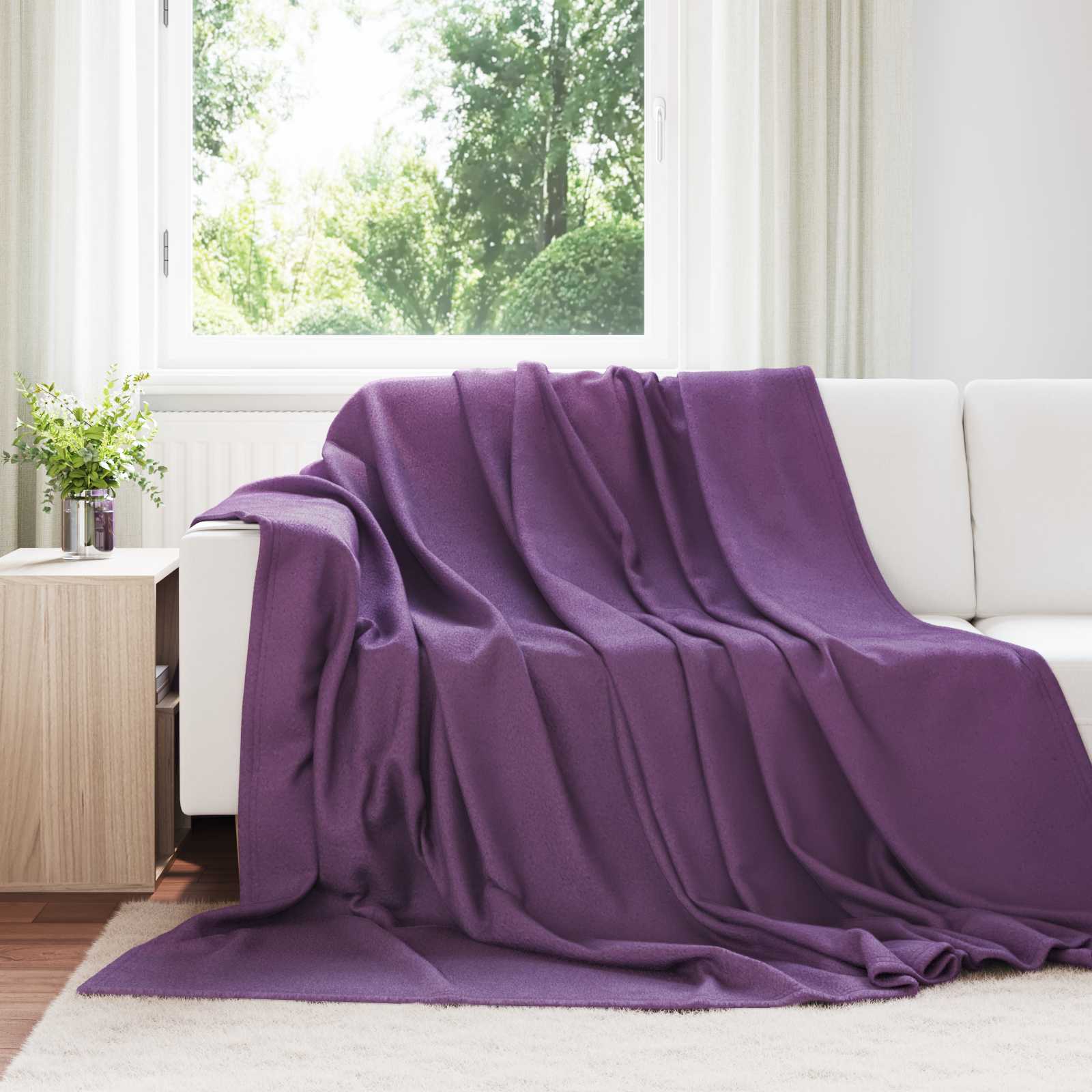 Überwurfdecke 170 X 130 Cm Fleece Lila