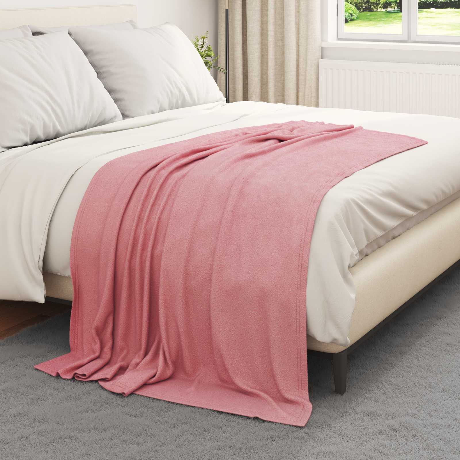 Überwurfdecke 170 X 130 Cm Fleece Rosa