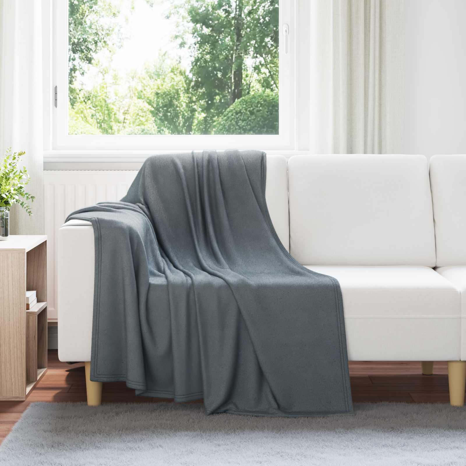 Überwurfdecke 170 X 130 Cm Fleece Dunkelgrau