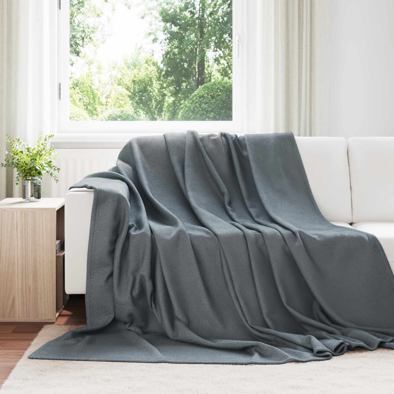 Überwurfdecke 170 X 130 Cm Fleece Dunkelgrau