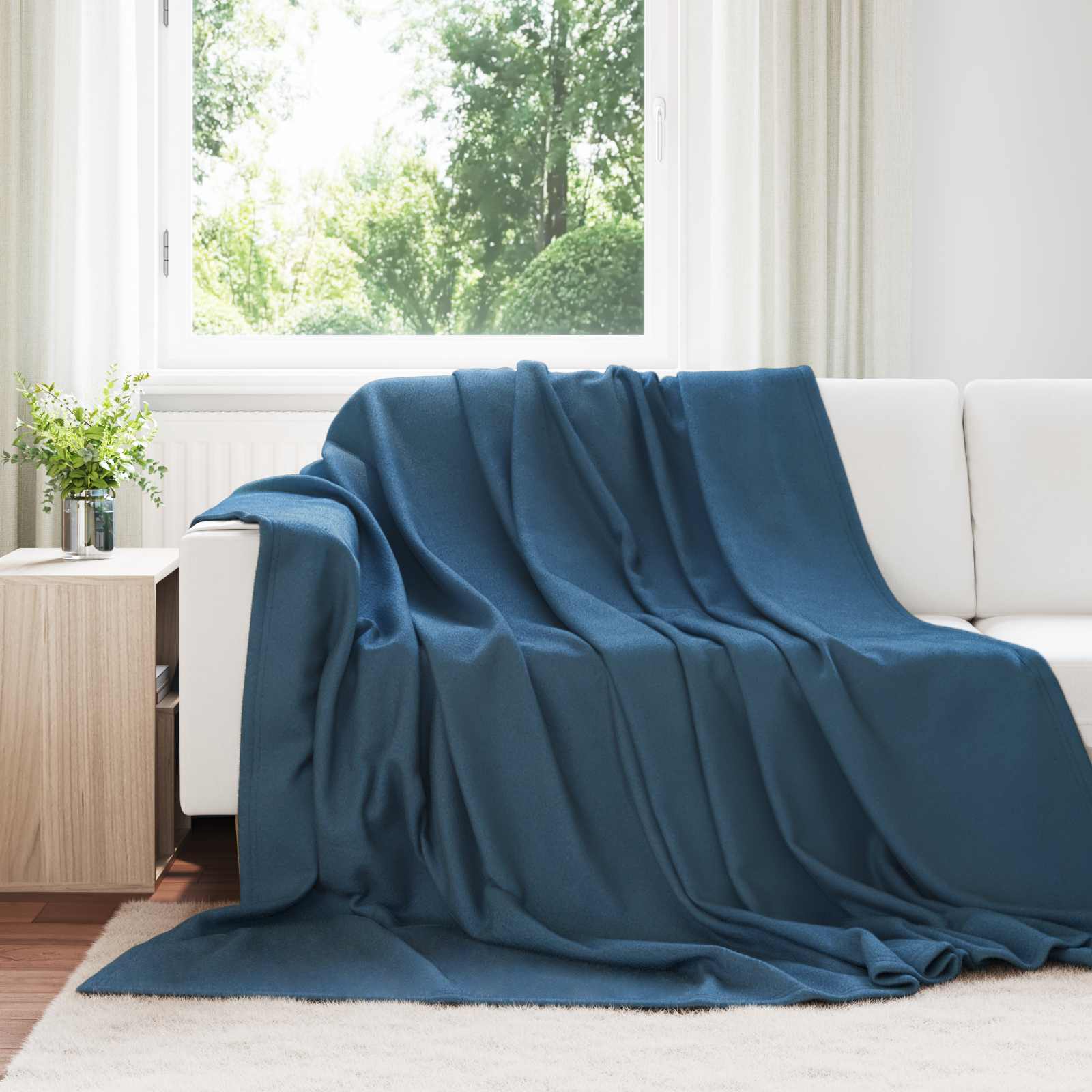 Überwurfdecke 170 X 130 Cm Fleece Marineblau