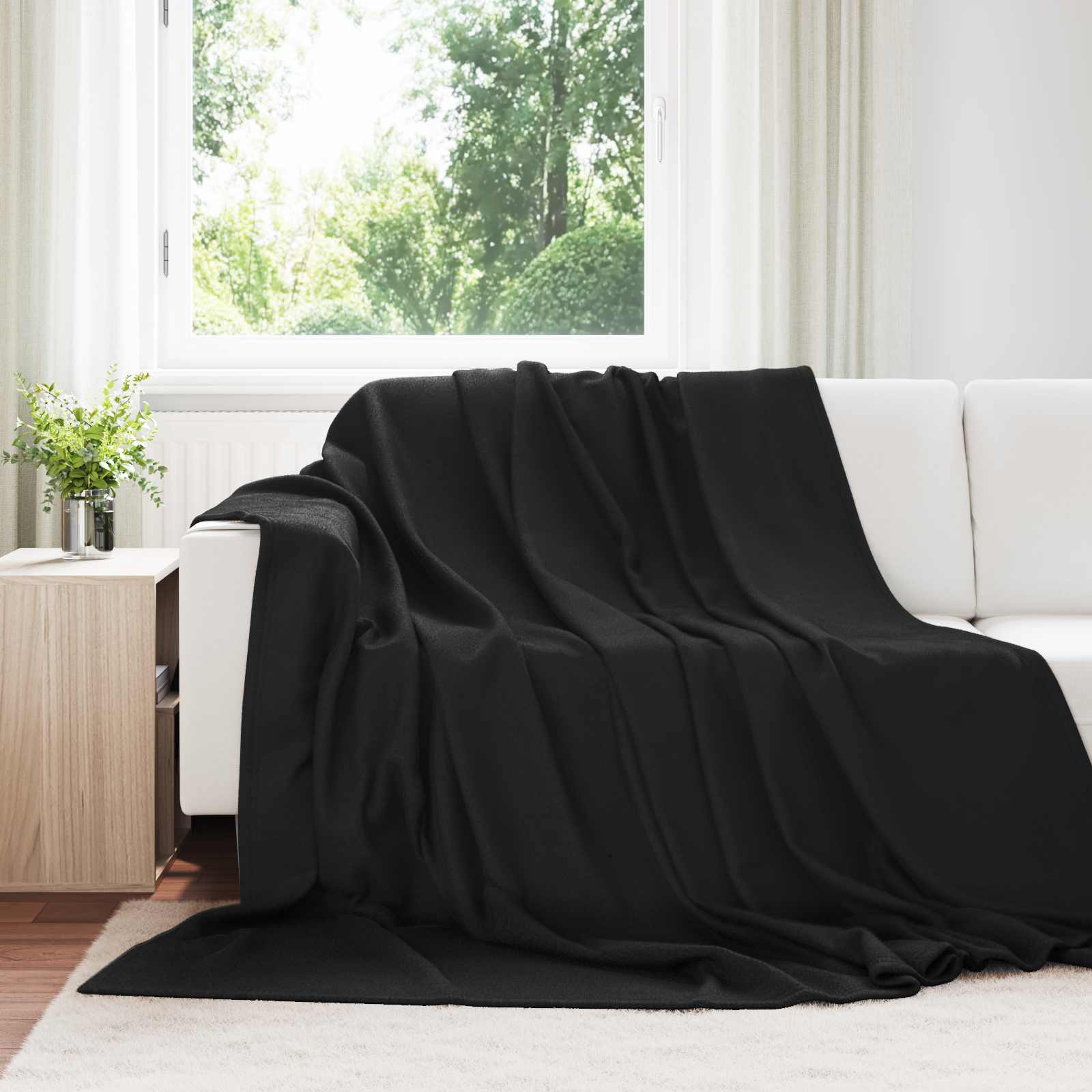 Überwurfdecke 170 X 130 Cm Fleece Schwarz