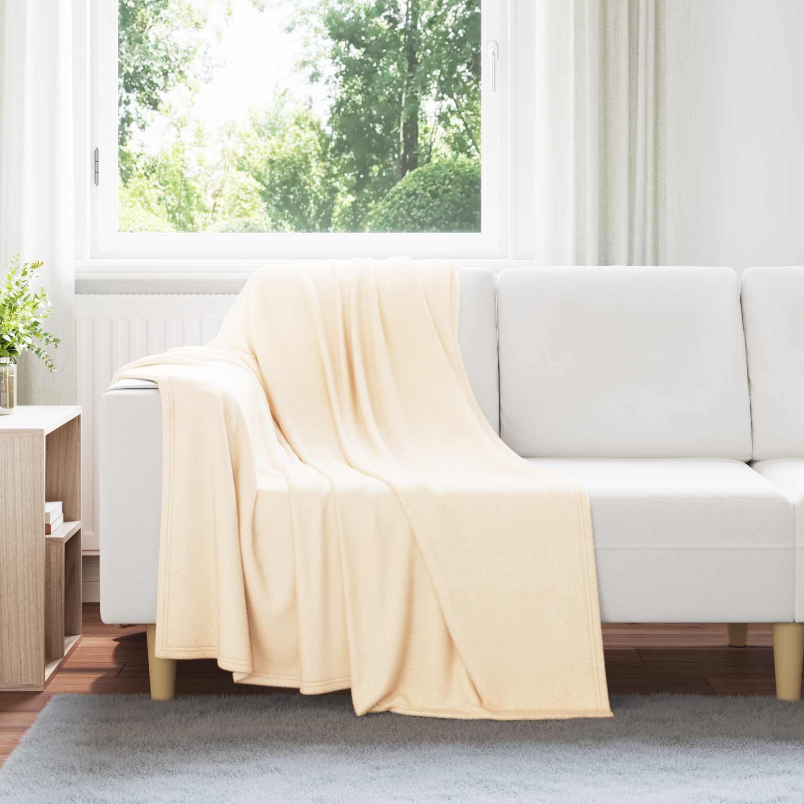 Überwurfdecke 170 X 130 Cm Fleece Creme