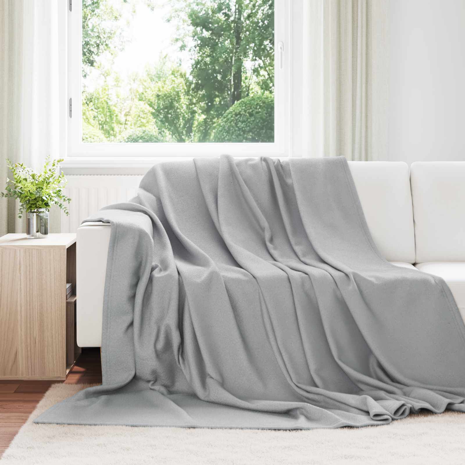 Überwurfdecke 170 X 130 Cm Fleece Grau