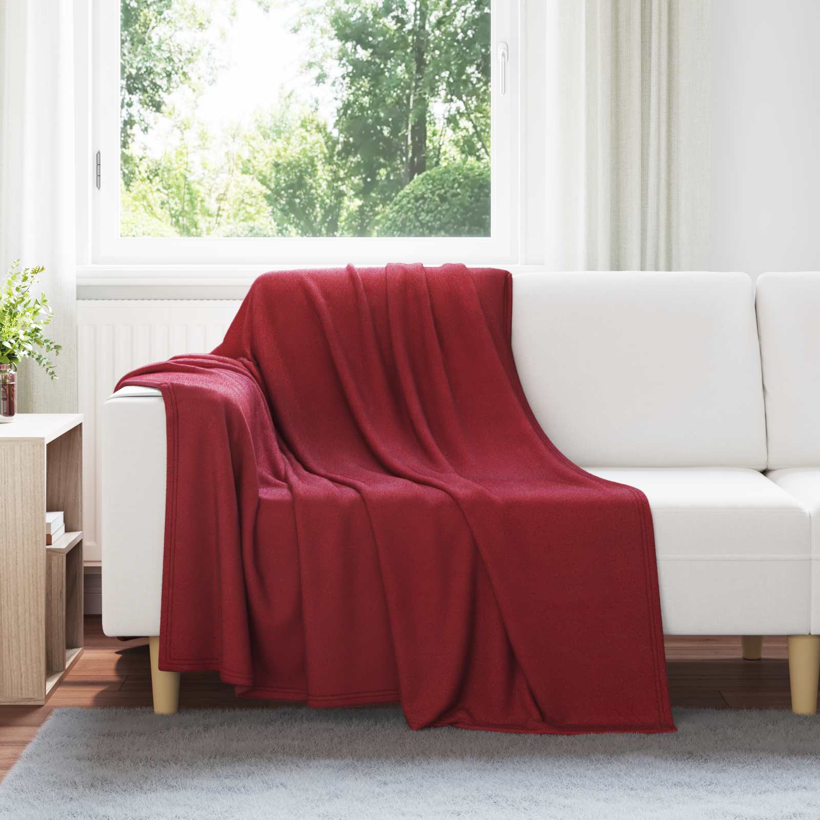 Überwurfdecke 170 X 130 Cm Fleece Bordeauxrot