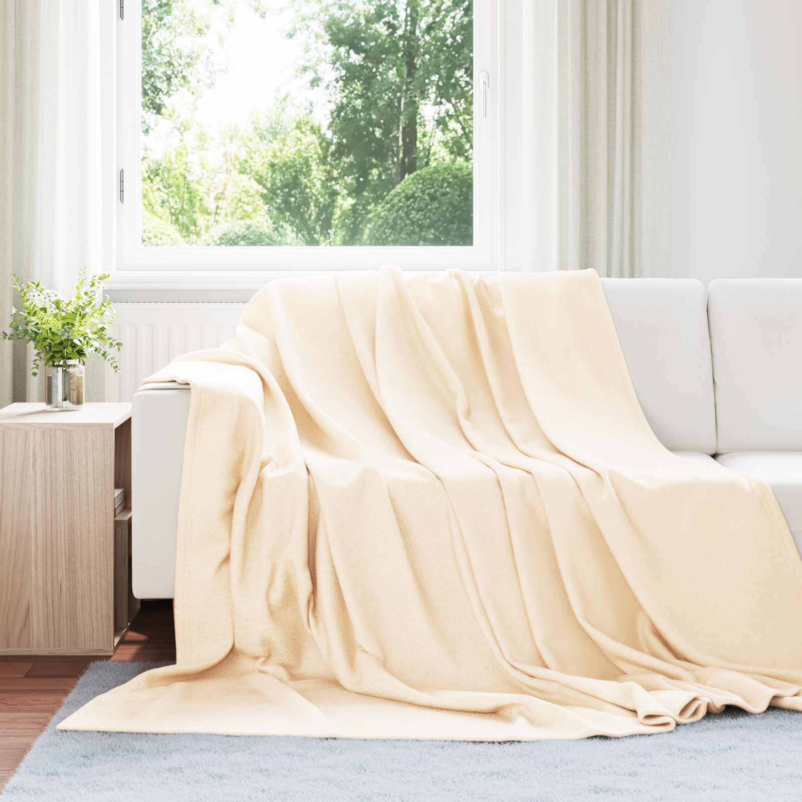 Überwurfdecke 170 X 130 Cm Fleece Creme