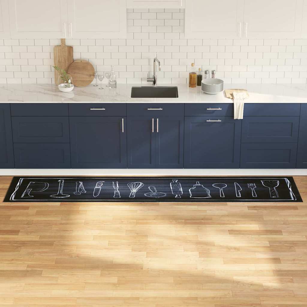 Küchen Teppich Schwarz 150 X 45 Cm Samt Küchenbereich Des Kochs