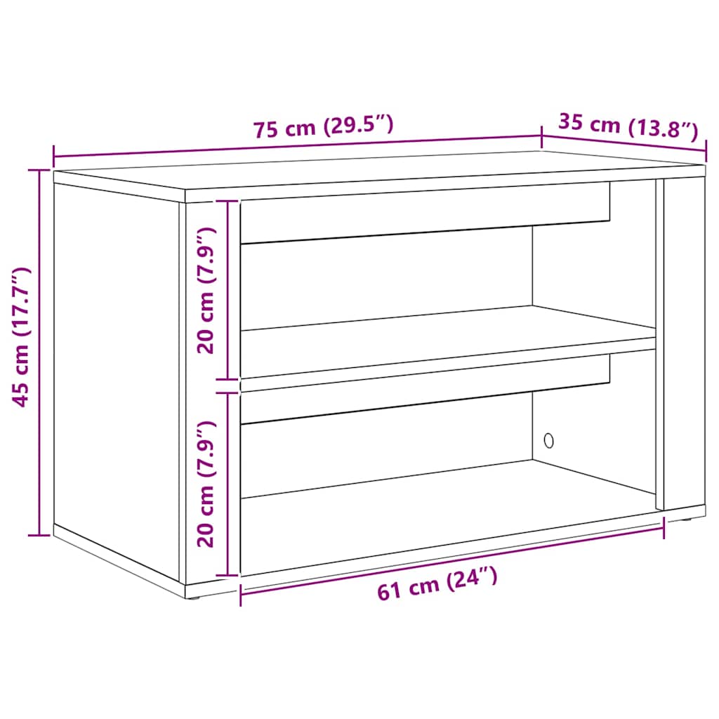 Schuhregal Mit Regal 75 X 35 X 45 Cm Holzwerkstoff