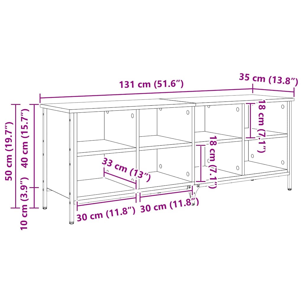 Schuhschrank 131 X 35 X Verbundholz Und Eisen