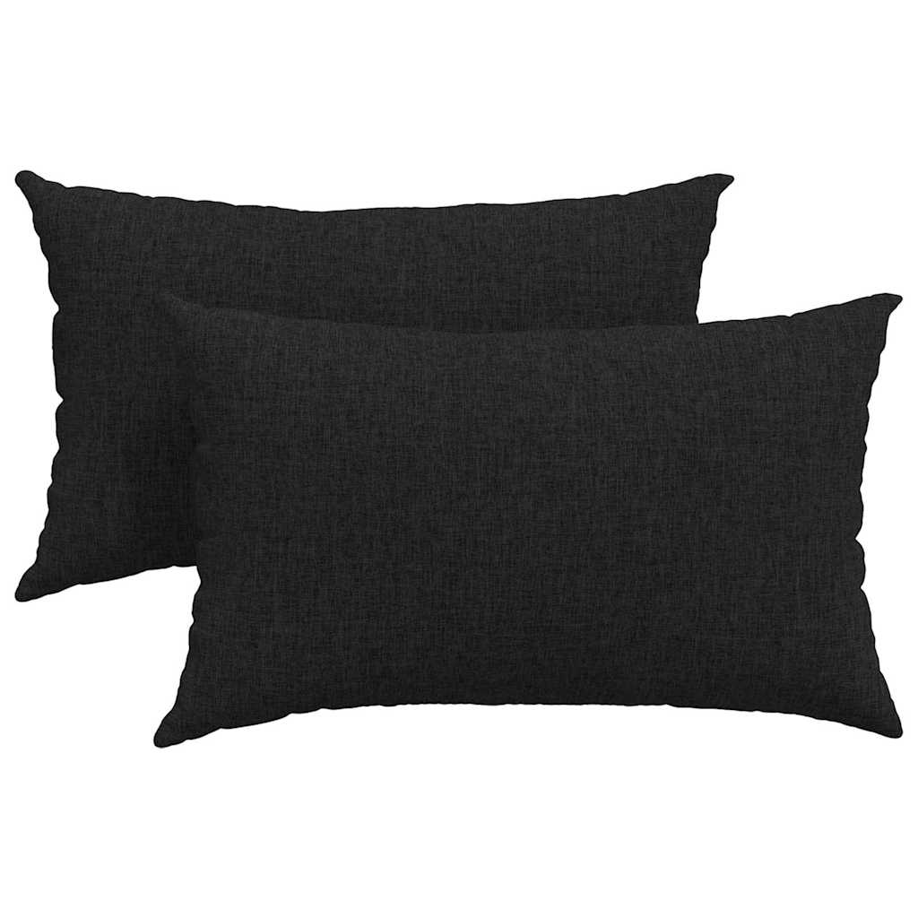 Sofakissen 2 Pcs 50 X 30 Cm Stoff Schwarz