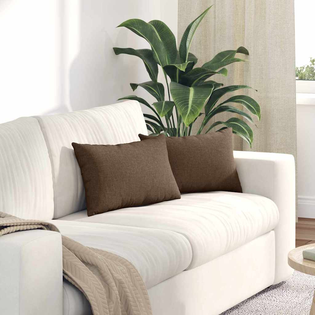 Sofakissen 2 Pcs 50 X 30 Cm Stoff Braun
