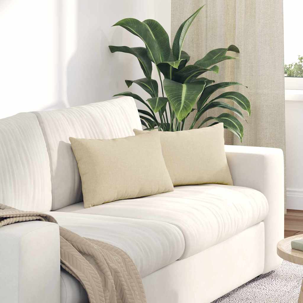 Sofakissen 2 Pcs 50 X 30 Cm Stoff Creme