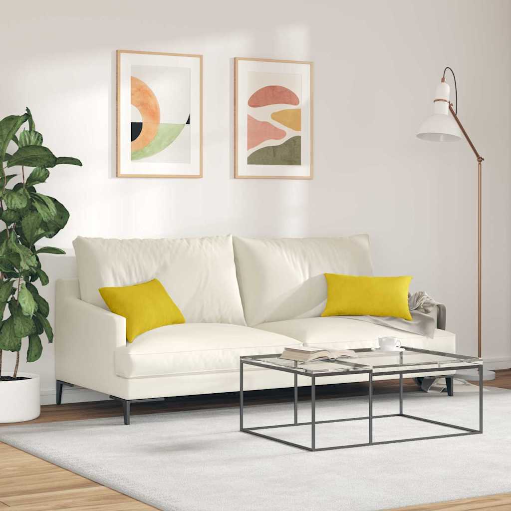 Sofakissen 2 Pcs 50 X 30 Cm Cordstoff Gelb