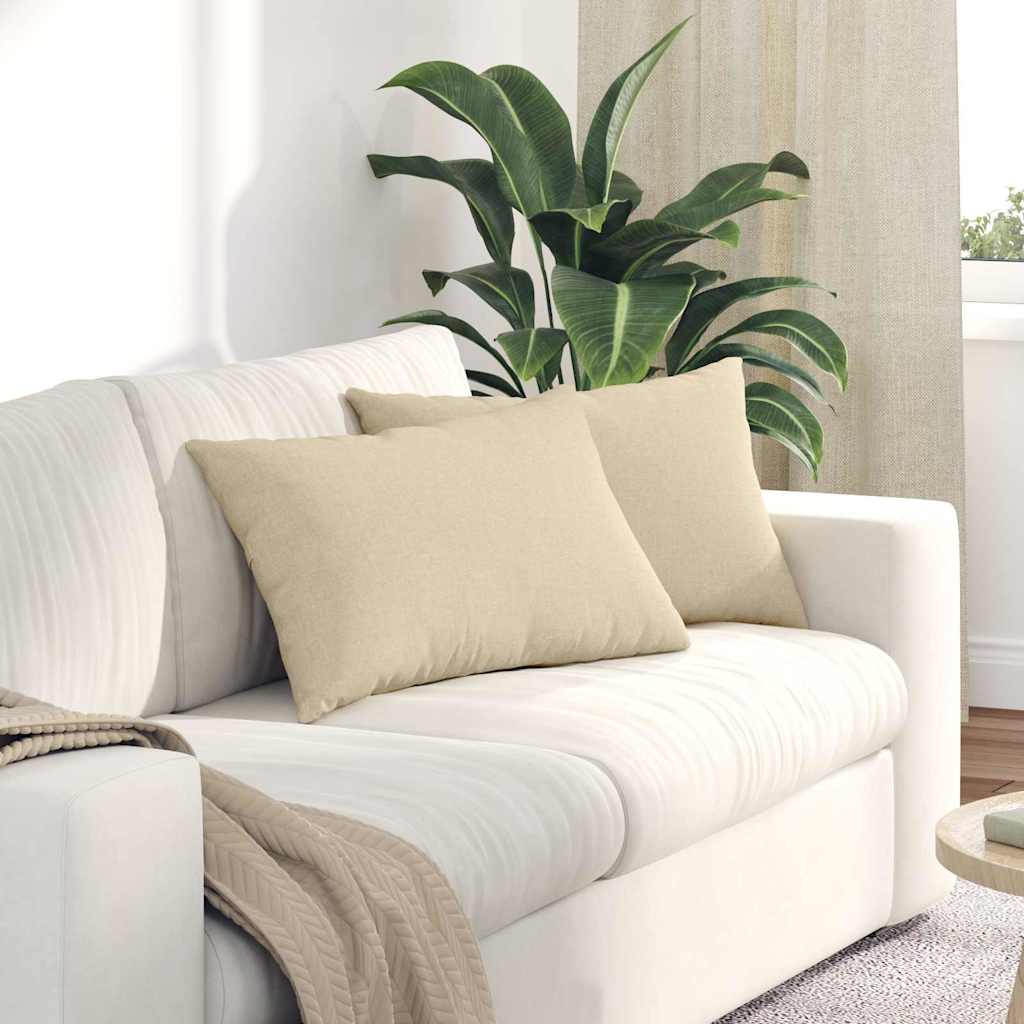 Sofakissen 2 Pcs 50 X 30 Cm Stoff Creme