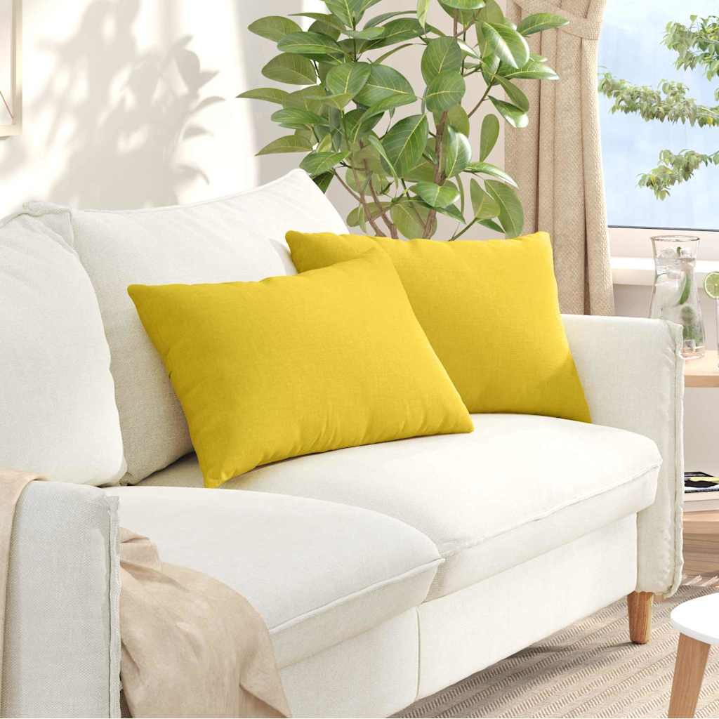 Sofakissen 2 Pcs Helles Gelb 50 X 30 Cm Stoff Hellgelb