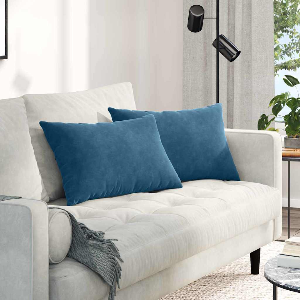 Sofakissen 2 Pcs 50 X 30 Cm Cordstoff Blau