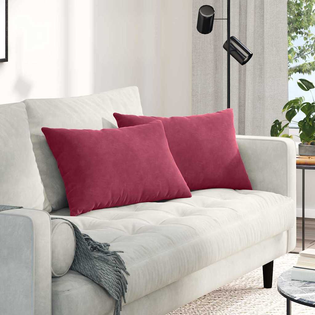 Sofakissen 2 Pcs 50 X 30 Cm Cordstoff Weinrot