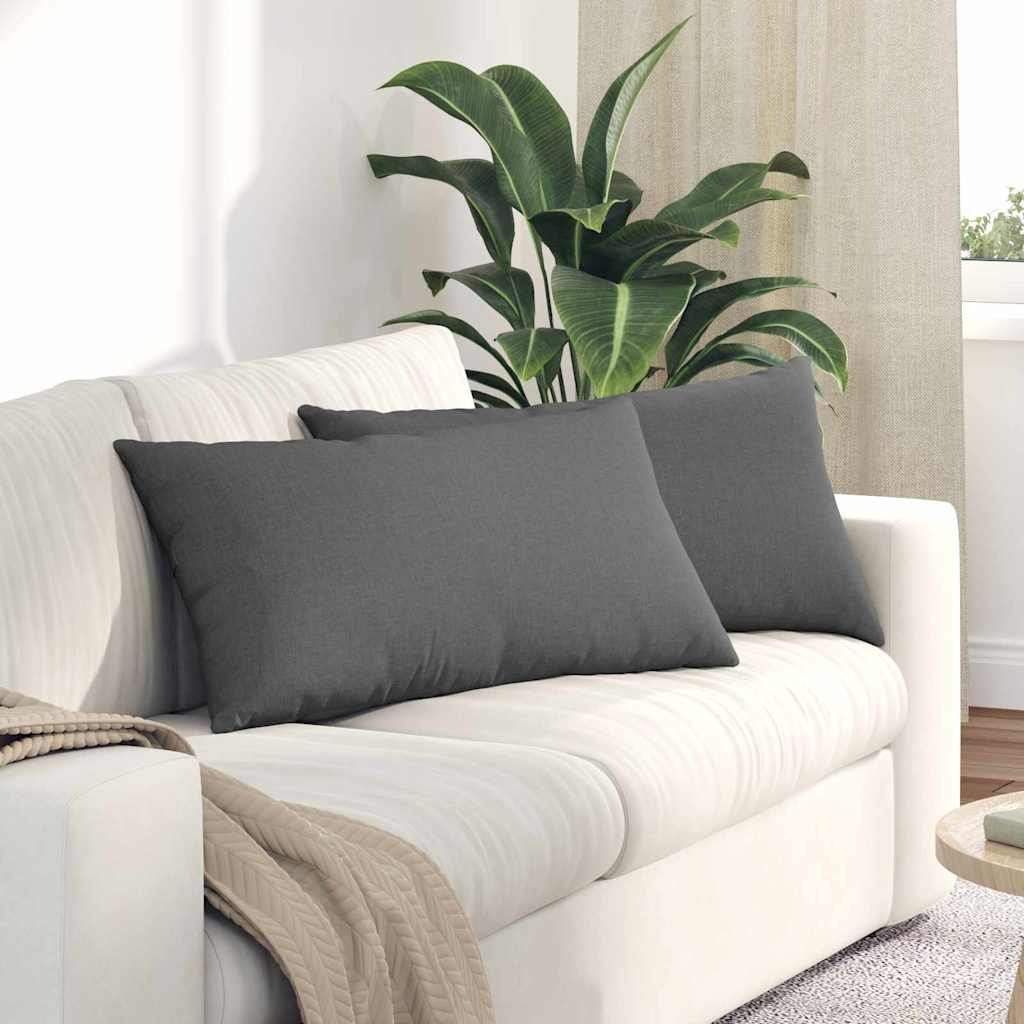 Sofakissen 2 Pcs 50 X 30 Cm Stoff Dunkelgrau