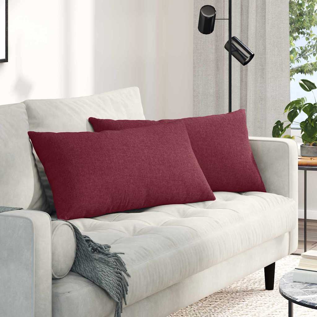 Sofakissen 2 Pcs 50 X 30 Cm Stoff Weinrot