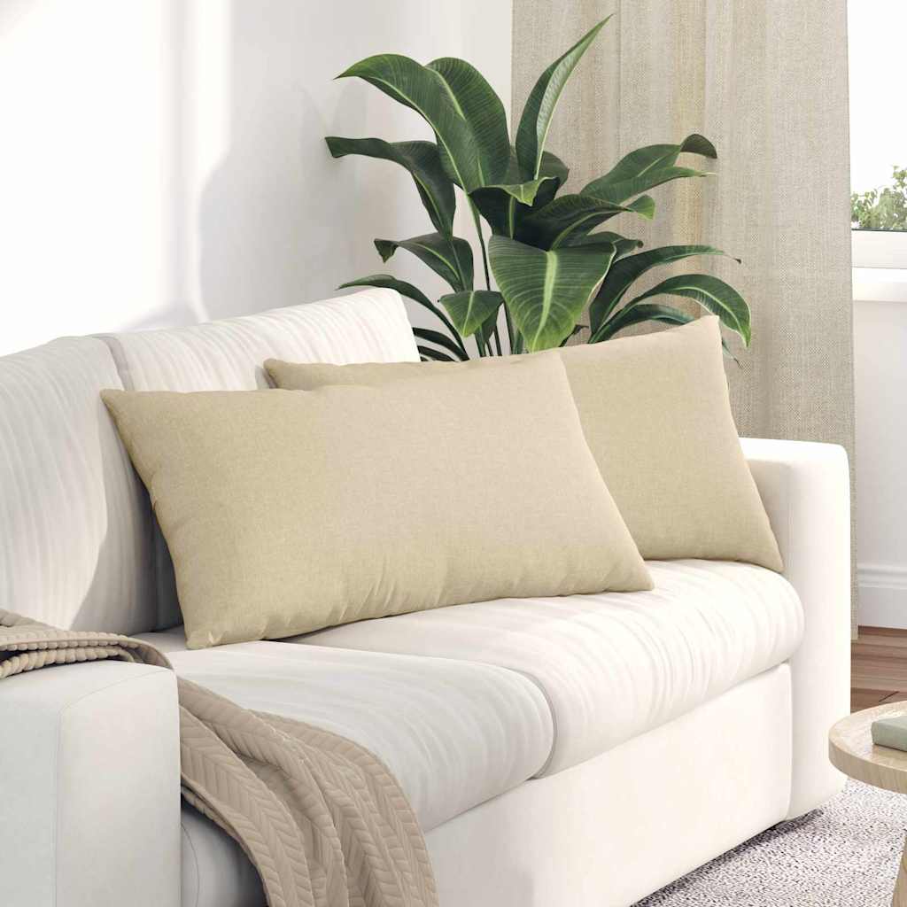 Sofakissen 2 Pcs 50 X 30 Cm Stoff Creme