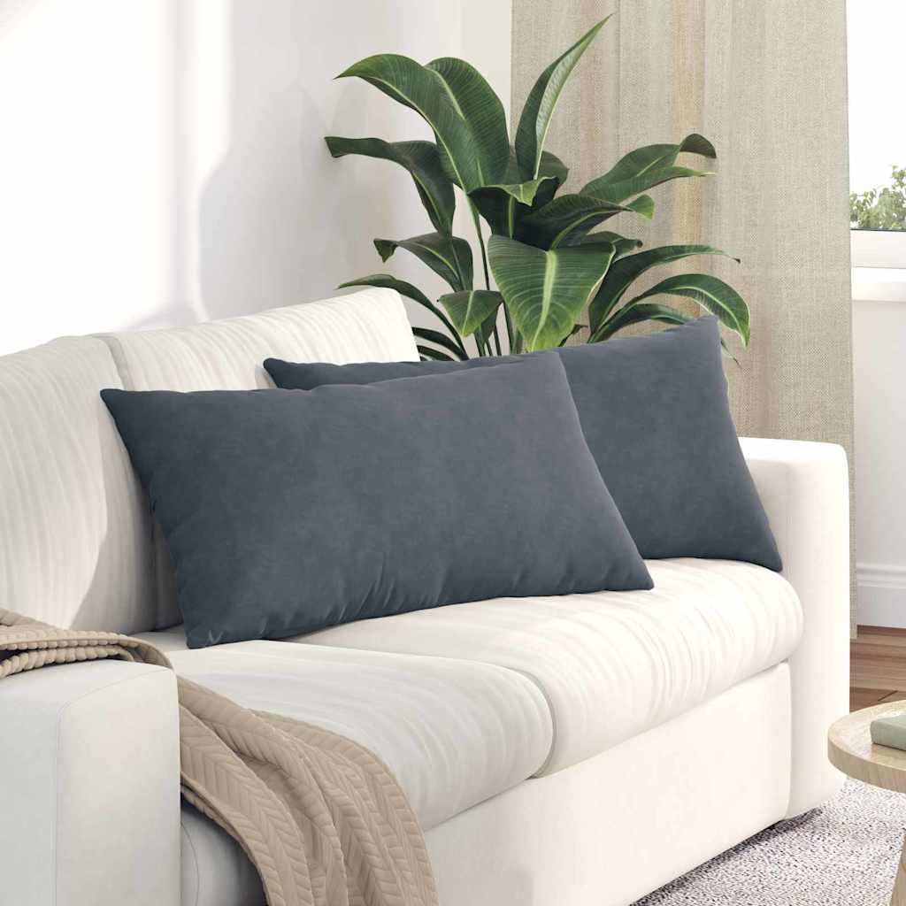 Sofakissen 2 Pcs 50 X 30 Cm Cordstoff Dunkelgrau