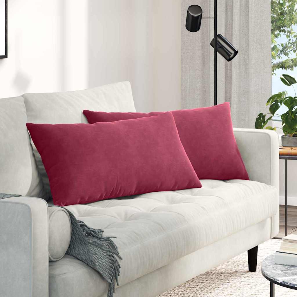 Sofakissen 2 Pcs 50 X 30 Cm Cordstoff Weinrot