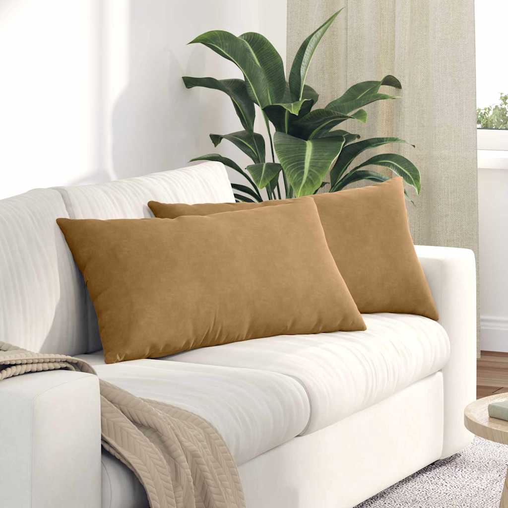 Sofakissen 2 Pcs 50 X 30 Cm Cordstoff Braun