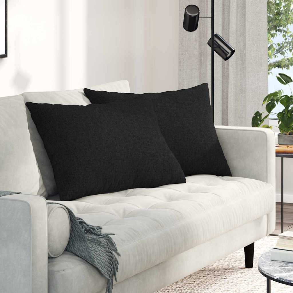Sofakissen 2 Pcs 50 X 30 Cm Stoff Schwarz