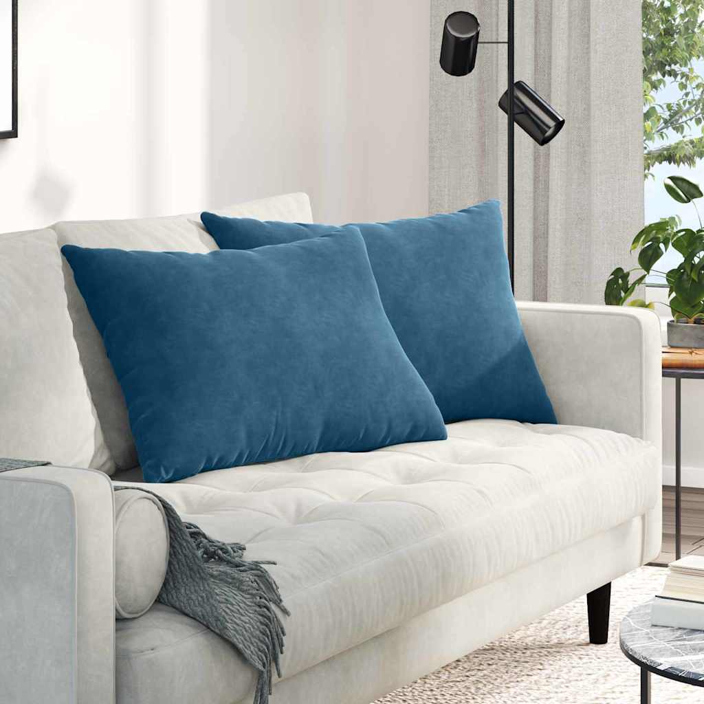 Sofakissen 2 Pcs 50 X 30 Cm Cordstoff Blau