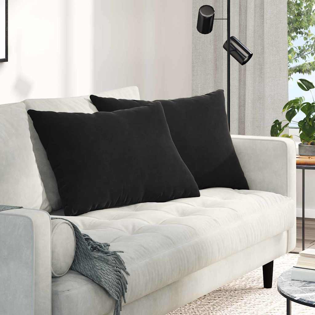 Sofakissen 2 Pcs 50 X 30 Cm Cordstoff Schwarz