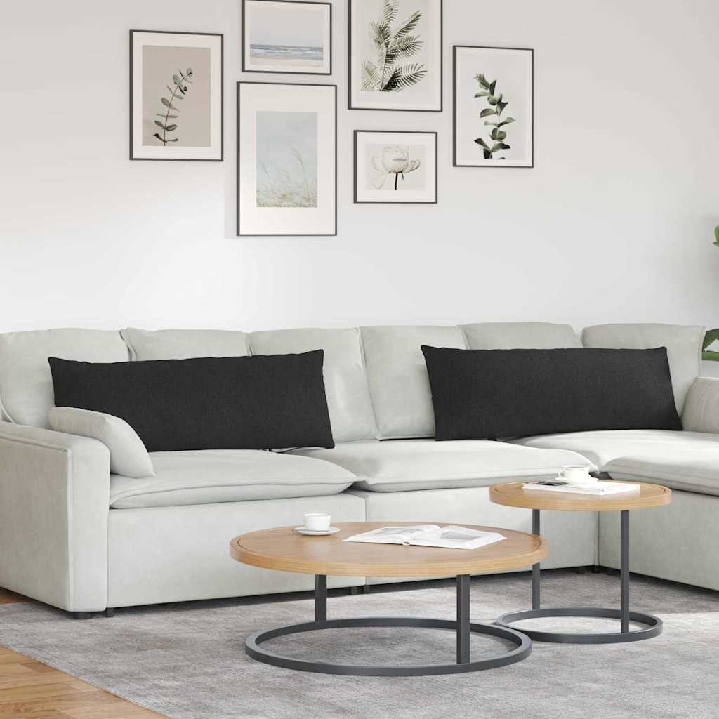 Sofakissen 2 Pcs 50 X 30 Cm Stoff Schwarz