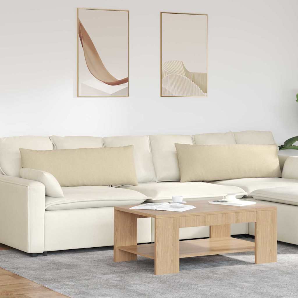 Sofakissen 2 Pcs 50 X 30 Cm Stoff Creme