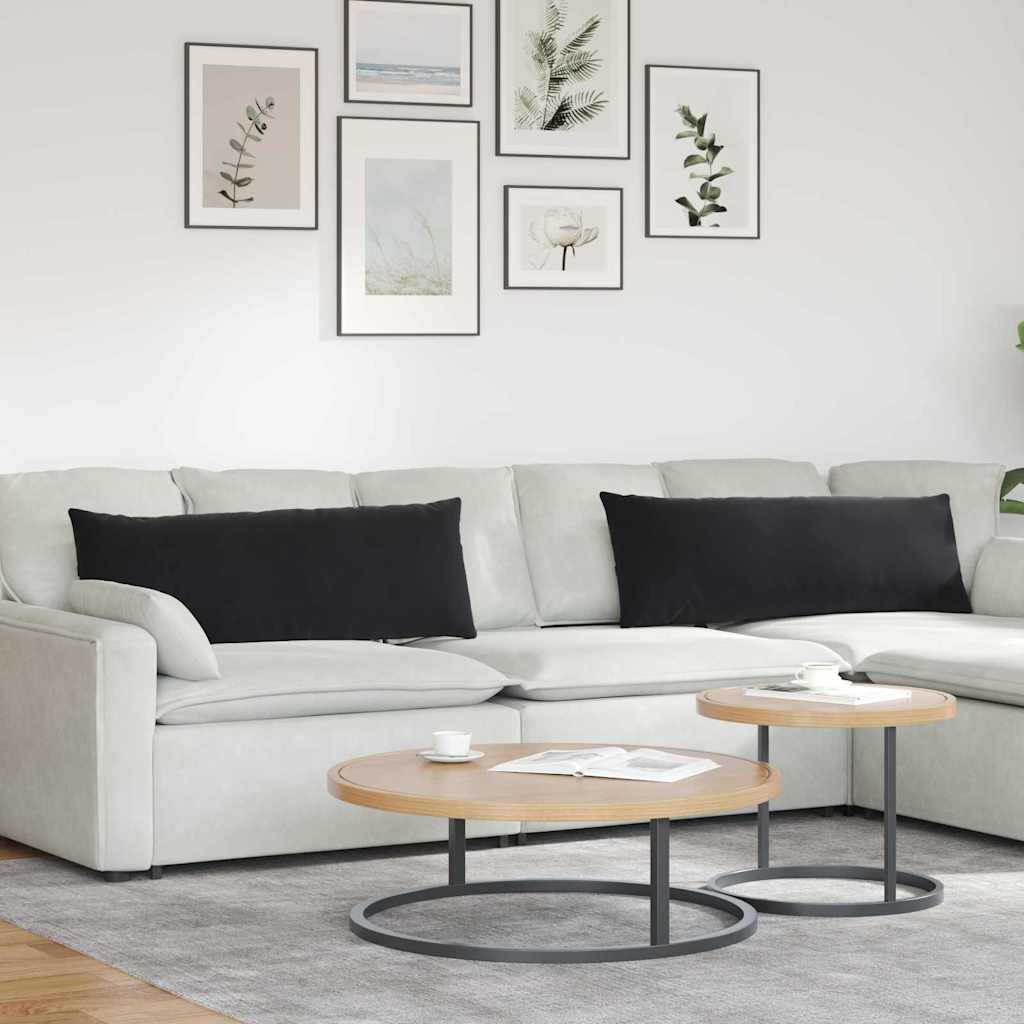 Sofakissen 2 Pcs 50 X 30 Cm Cordstoff Schwarz