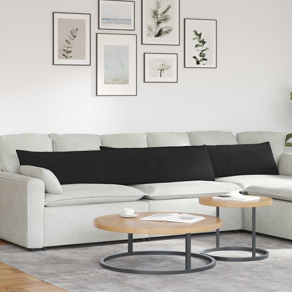 Sofakissen 2 Pcs 50 X 30 Cm Stoff Schwarz