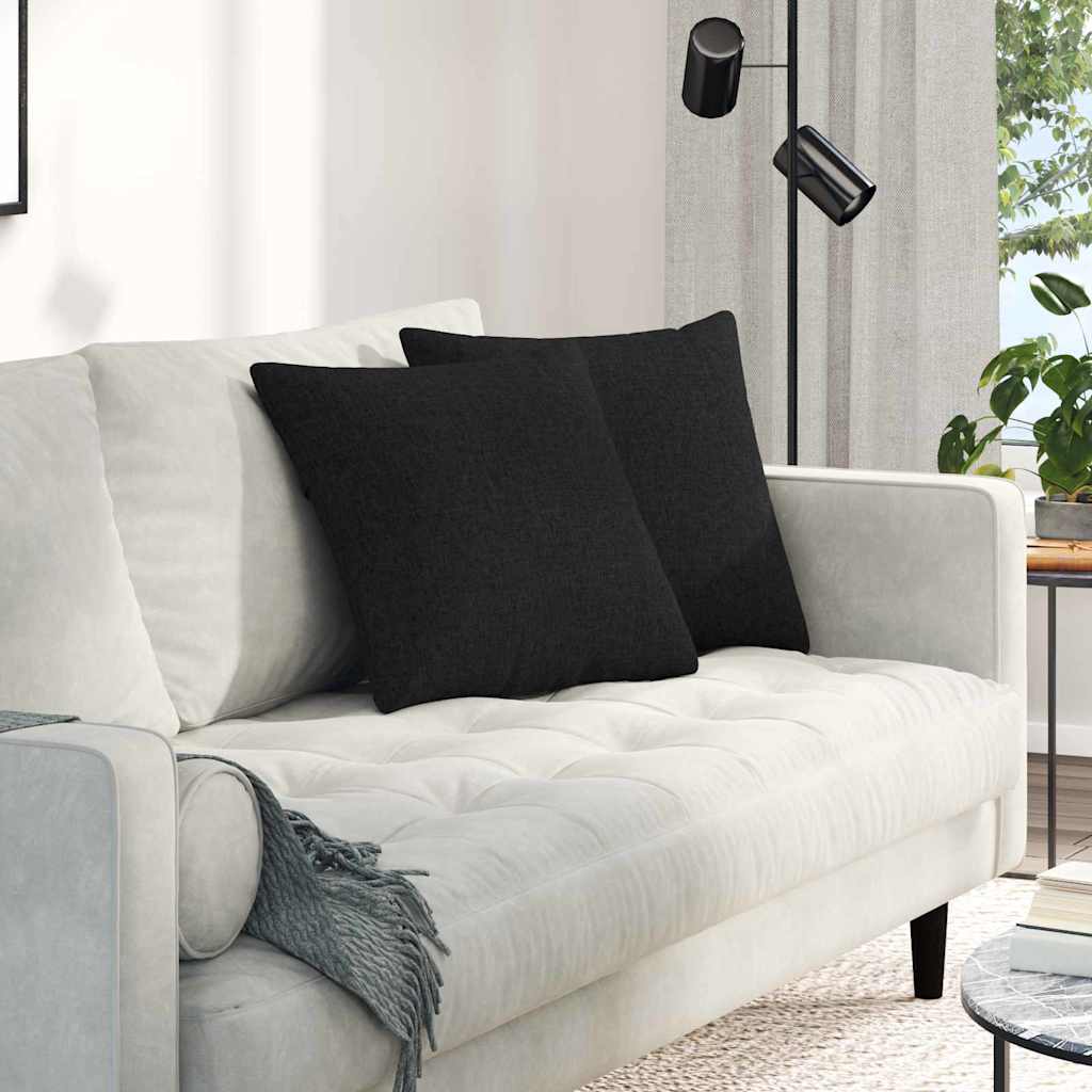 Sofakissen 2 Pcs 50 X 30 Cm Stoff Schwarz