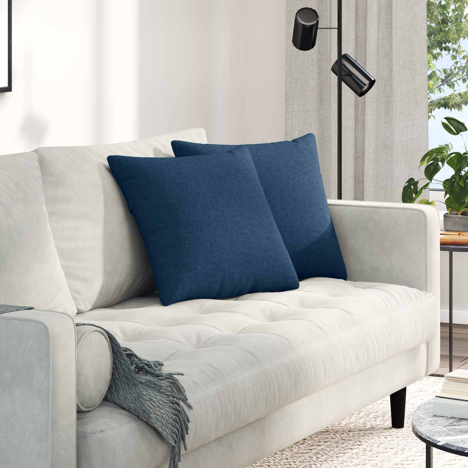 Sofakissen 2 Pcs 50 X 30 Cm Stoff Blau