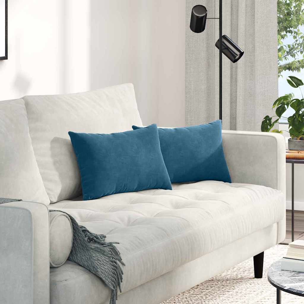 Sofakissen 2 Pcs 50 X 30 Cm Cordstoff Blau