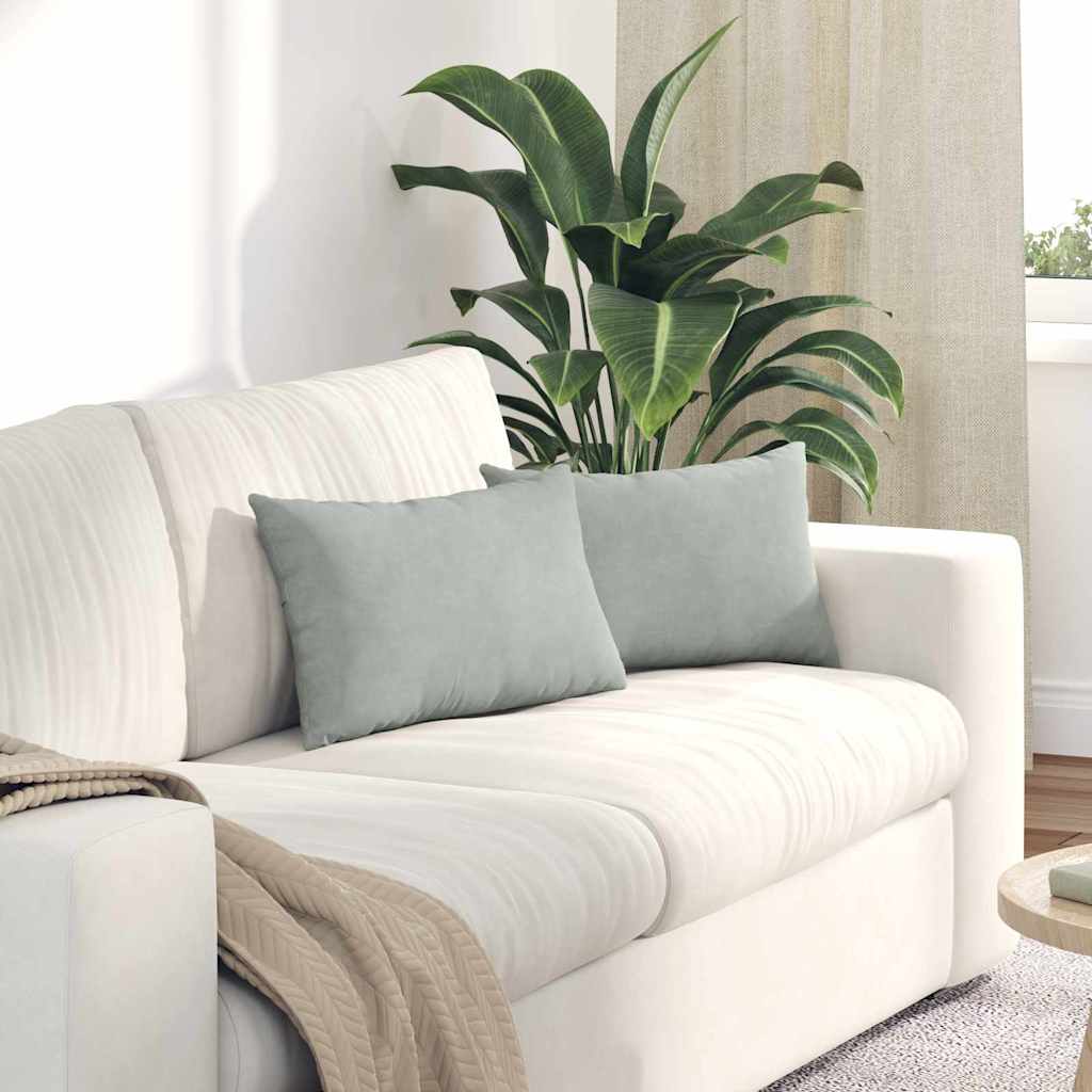Sofakissen 2 Pcs 50 X 30 Cm Cordstoff Hellgrau